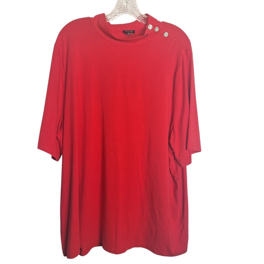 Talbots Knit Top Mock Neck Rhinestone Embellished Elegant Office 3X Womens